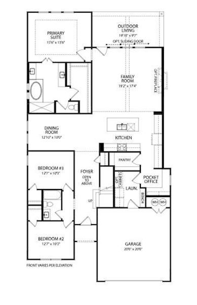 2D floor plan layout of this home in Provence - 60', Austin, TX (Image 4).