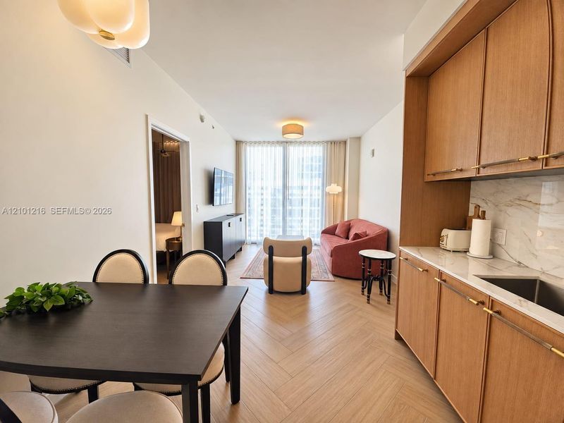 Furnished interior view inside a new home in NoMad Residences, Miami (Image 7).