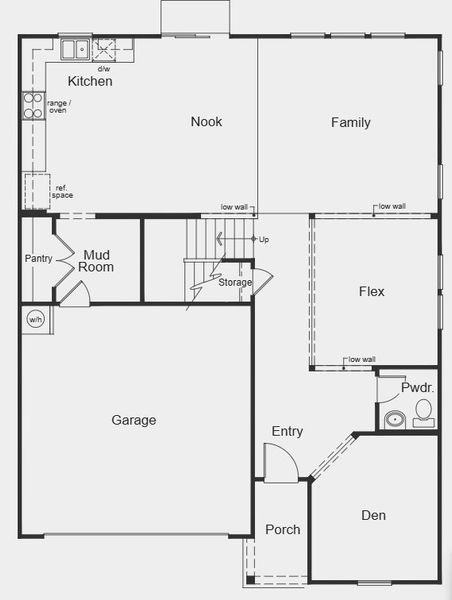 2D floor plan layout for the Plan 2723 by KB Home in Utley Farms, New Hill, NC (Image 8).