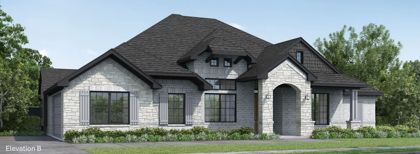 Front exterior of a new home in Lakeview Estates, Canton, TX, highlighting curb appeal (Image 4). Front exterior of a new home in Lakeview Estates, Canton, TX, highlighting curb appeal (Image 4).