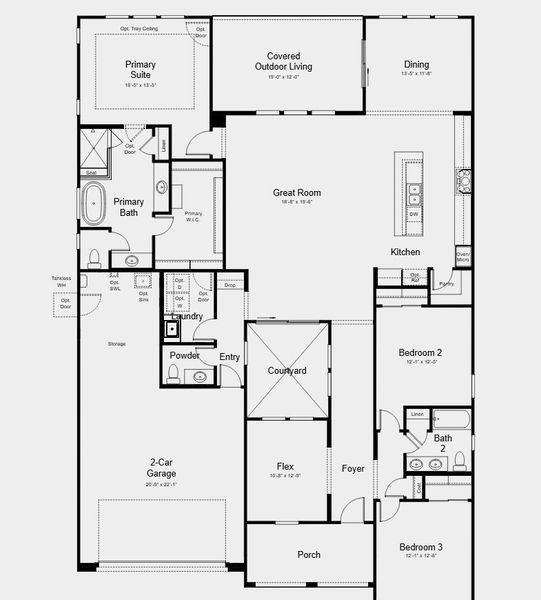 2D floor plan layout for the Thompson by Taylor Morrison in Ladera Trails, Peoria, AZ (Image 3).