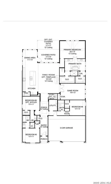 2D floor plan layout of this home in Kallison Ranch, San Antonio, TX (Image 2).