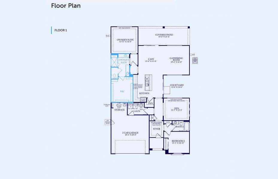 2D floor plan layout of this home in Sun City Festival, Buckeye, AZ (Image 2).