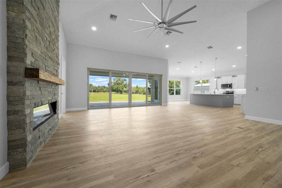 living room with lanai view