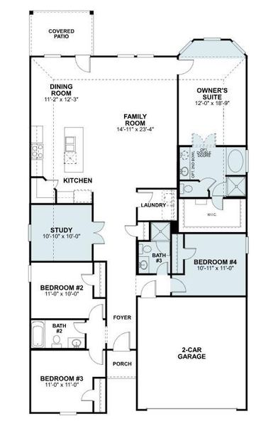 2D floor plan layout of this home in Hallimore Ranch, Rosenberg, TX (Image 5).