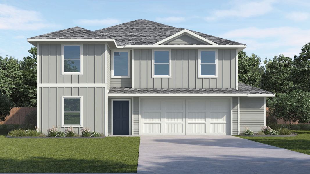Representative exterior photo of a completed home built from the The Dawson by D.R. Horton in Talavera, Kyle, TX (Image 1).