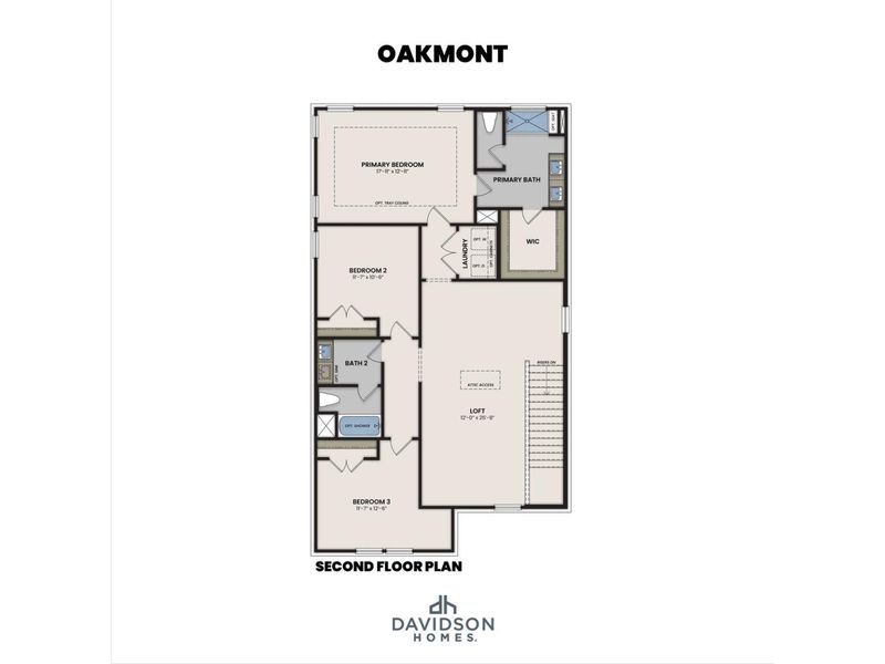 2D floor plan layout for the The Oakmont A by Davidson Homes LLC in Bradshaw Farms, Mount Juliet, TN (Image 5). 2D floor plan layout for the The Oakmont A by Davidson Homes LLC in Bradshaw Farms, Mount Juliet, TN (Image 5).