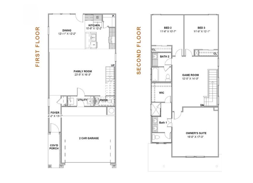 2D floor plan layout for the Brayden 1975NC by Saratoga Homes in Eagle Landing, Houston, TX (Image 3).