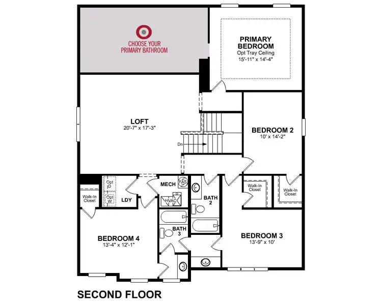 2D floor plan layout for the Pendleton by Beazer Homes in Somerset, Myrtle Beach, SC (Image 4).