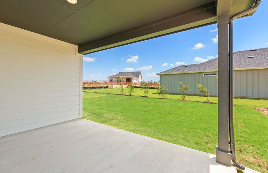 Exterior details and patio area of a home in Del Webb Austin at Lost Pines, Bastrop (Image 4).