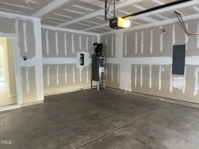 2 car garage with hot water heater