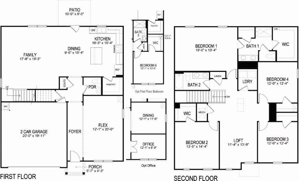 2D floor plan layout of this home in Price's Crossing, LaFayette, GA (Image 2).