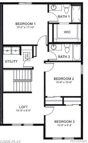 2D floor plan layout of this home in Ellston Park, Colorado Springs, CO (Image 3).