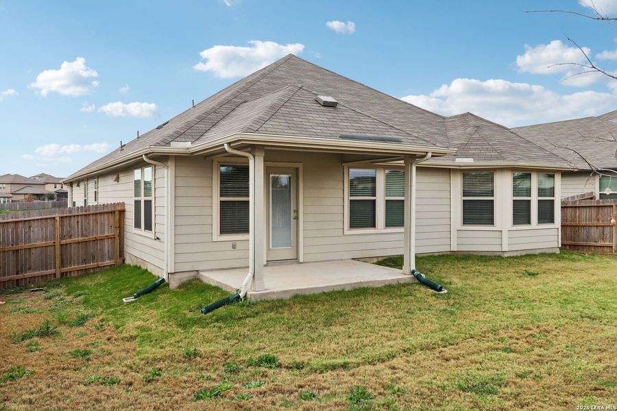 Exterior details and patio area of a home in Legendary Trails - Classic Series, Cibolo (Image 31).