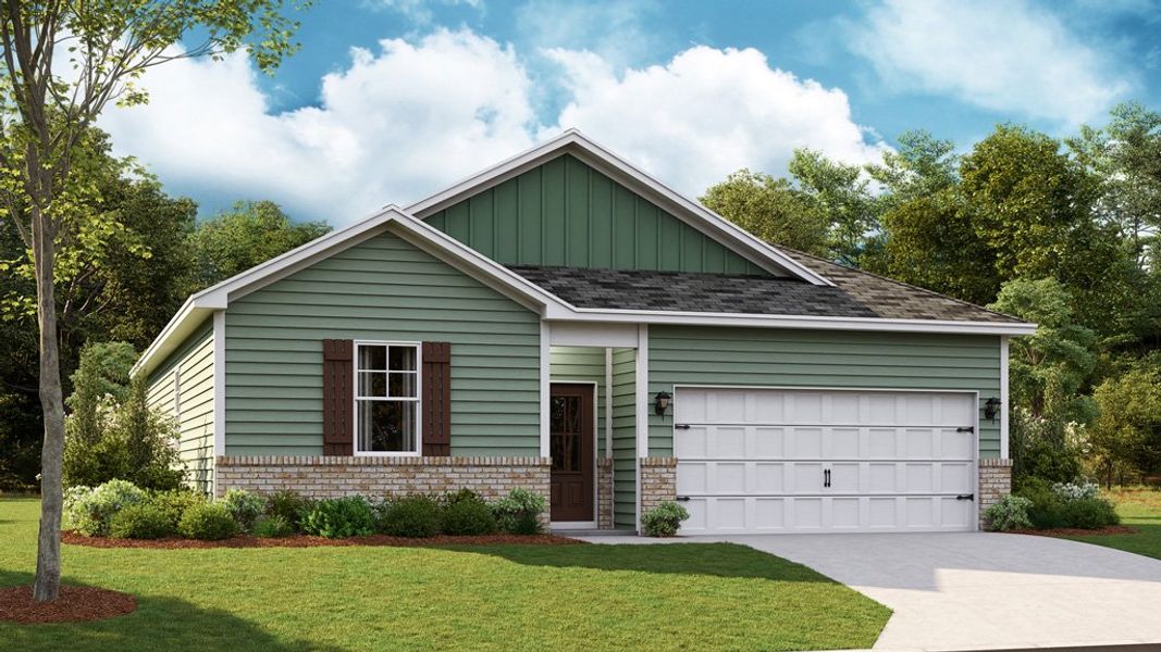 Representative exterior photo of a completed home built from the Freeport by D.R. Horton in The Hideaway at Fox Meadows, Bluff City, TN (Image 19).