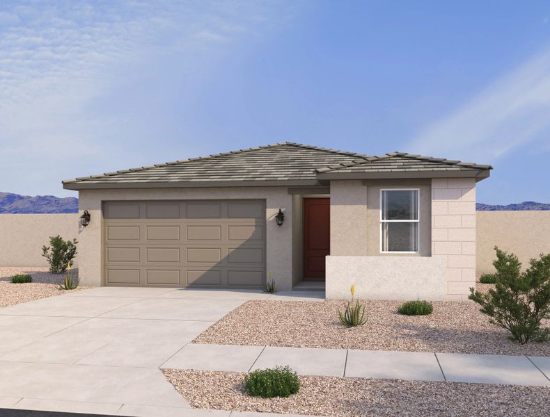 Exterior elevation rendering. Representative images and renderings are for illustrative purposes. Actual structural options and design finishes of home may vary. Exterior elevation rendering. Representative images and renderings are for illustrative purposes. Actual structural options and design finishes of home may vary.
