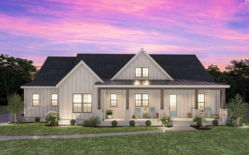 Front exterior of a new home in Oak Water Ranch, Granbury, TX, highlighting curb appeal (Image 17).