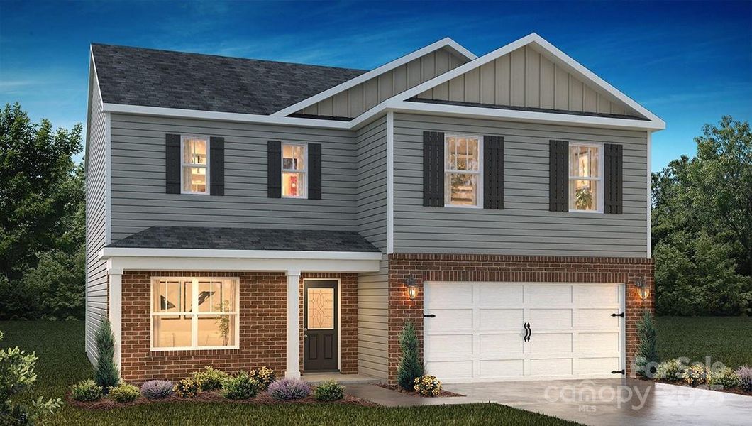 Front exterior of a new home in Cramer Estates, Gastonia, NC, highlighting curb appeal (Image 1). Front exterior of a new home in Cramer Estates, Gastonia, NC, highlighting curb appeal (Image 1).