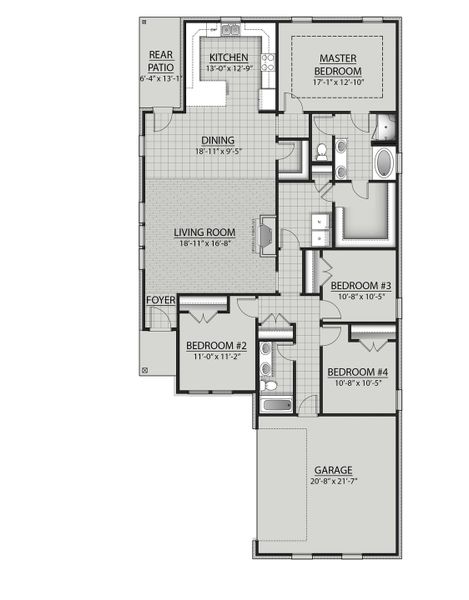 2D floor plan layout for the Adrian II B by DSLD Homes in Longleaf, Lumberton, TX (Image 2). 2D floor plan layout for the Adrian II B by DSLD Homes in Longleaf, Lumberton, TX (Image 2).