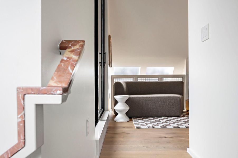 Marble topped stair railings