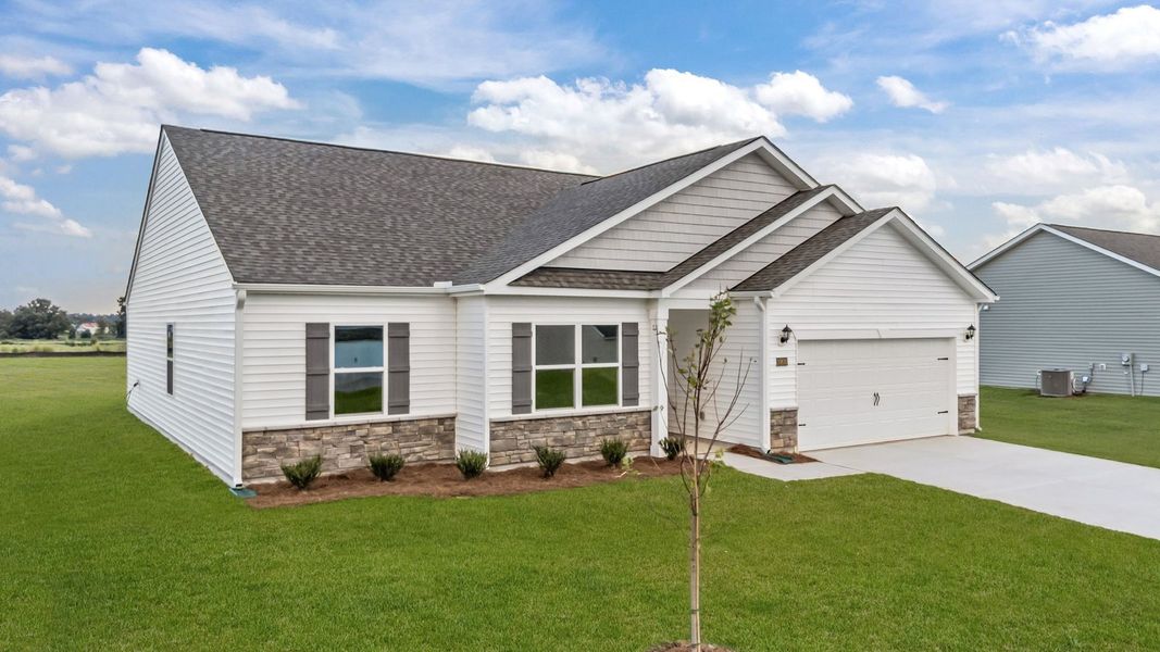 Representative exterior photo of a completed home built from the Booth by D.R. Horton in Villa Grande, Winterville, NC (Image 20). Representative exterior photo of a completed home built from the Booth by D.R. Horton in Villa Grande, Winterville, NC (Image 20).