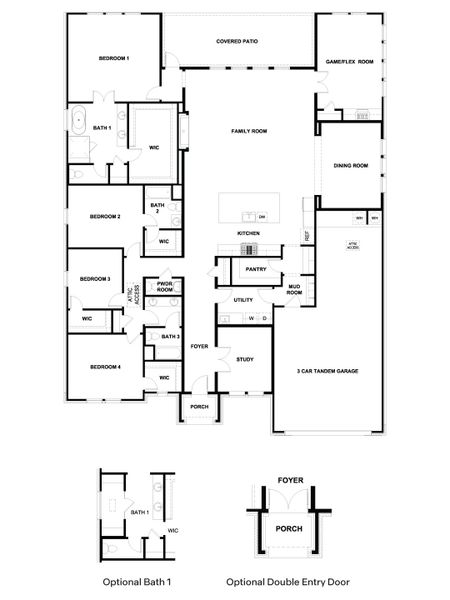 2D floor plan layout for the The Crowley by D.R. Horton in Sola Vista at West Cypress Hills, Briarcliff, TX (Image 3).