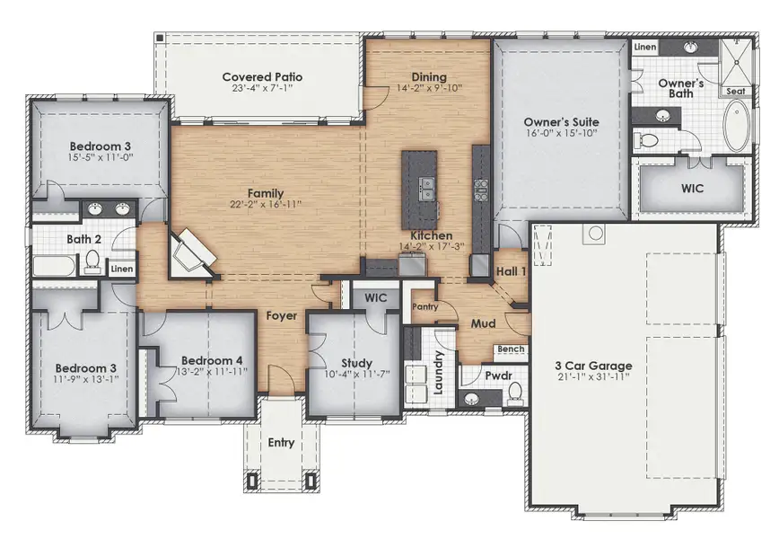 2D floor plan layout of this home in Aledo Heights - Aledo ISD, Aledo, TX (Image 3). 2D floor plan layout of this home in Aledo Heights - Aledo ISD, Aledo, TX (Image 3).