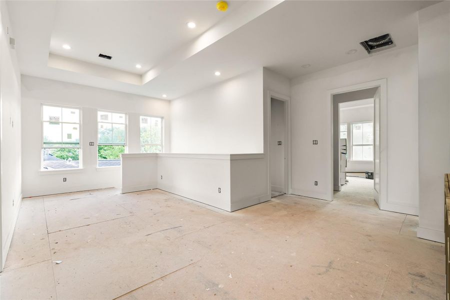 Upstairs flex area with sink. Upstairs flex area with sink.