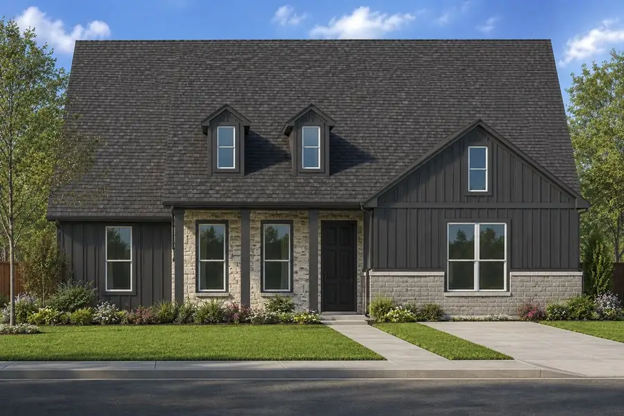 Representative exterior photo of a completed home built from the The Henderson by Lillian Custom Homes in Ten Mile Creek, DeSoto, TX (Image 2). Representative exterior photo of a completed home built from the The Henderson by Lillian Custom Homes in Ten Mile Creek, DeSoto, TX (Image 2).