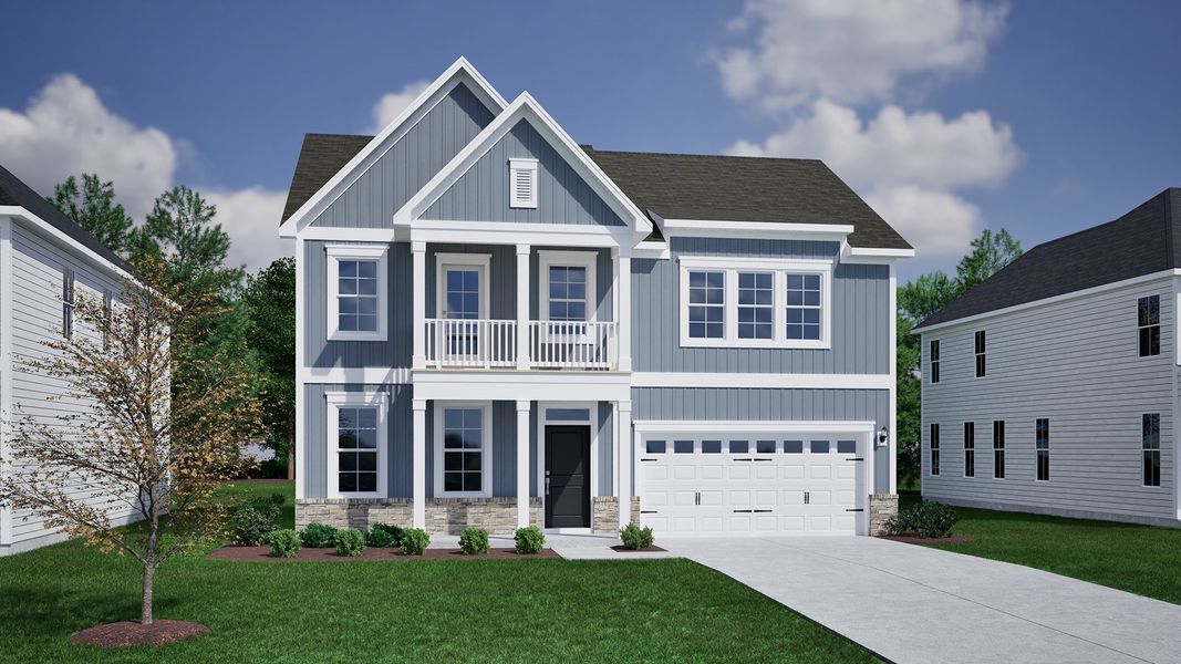 Representative exterior photo of a completed home built from the Edisto - Vanguard Collection by Mungo Homes in Lilah Grove, Summerfield, NC (Image 15).
