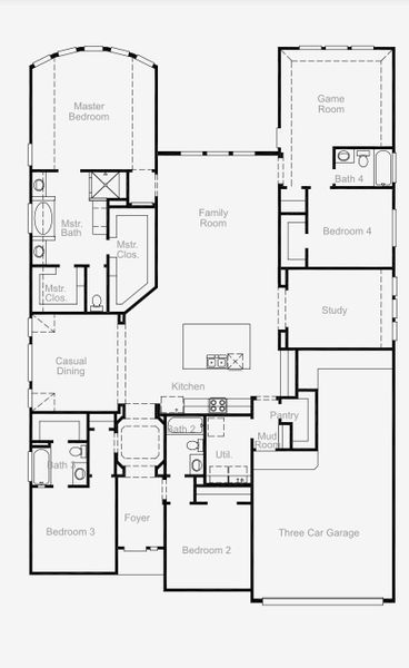 2D floor plan layout of this home in Valencia 60', Manvel, TX (Image 3).