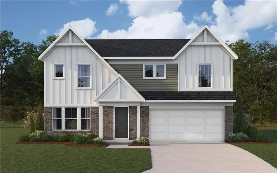 Front exterior of a new home in Cherry Glen, Euharlee, GA, highlighting curb appeal (Image 1). Front exterior of a new home in Cherry Glen, Euharlee, GA, highlighting curb appeal (Image 1).