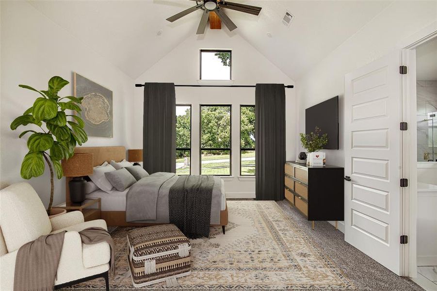 virtually staged primary bedroom