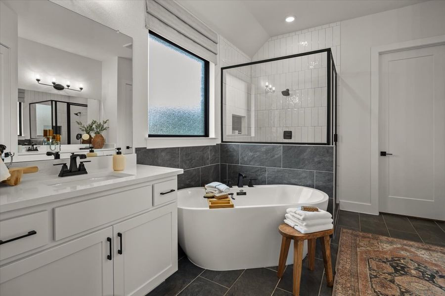 Furnished interior view inside a new home in 6 Creeks, Kyle (Image 42).