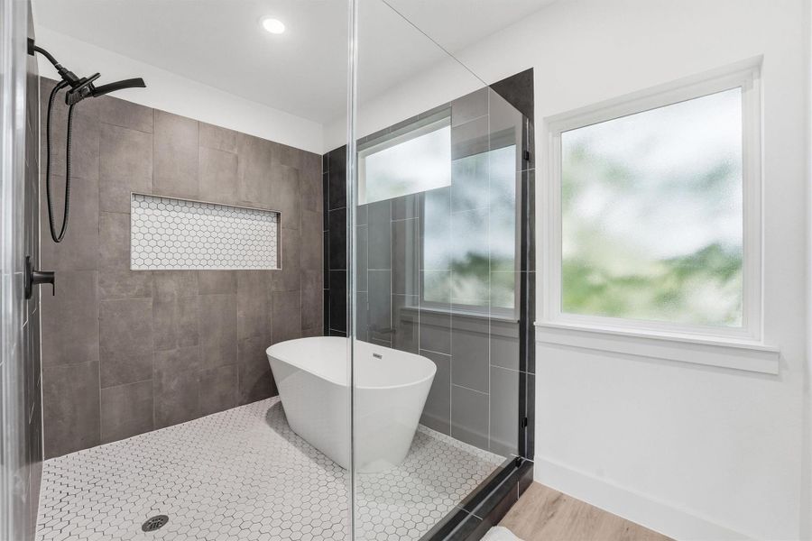 Incredible primary bath and shower area!
