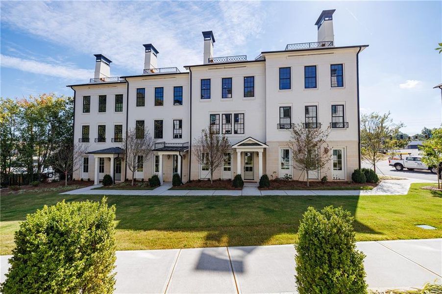 Front exterior of a new home in , Alpharetta, GA, highlighting curb appeal (Image 25). Front exterior of a new home in , Alpharetta, GA, highlighting curb appeal (Image 25).