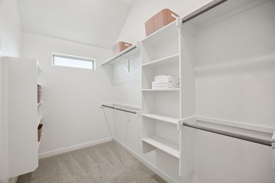 Primary Closet in the Diamond home plan by Trophy Signature Homes – REPRESENTATIVE PHOTO Primary Closet in the Diamond home plan by Trophy Signature Homes – REPRESENTATIVE PHOTO