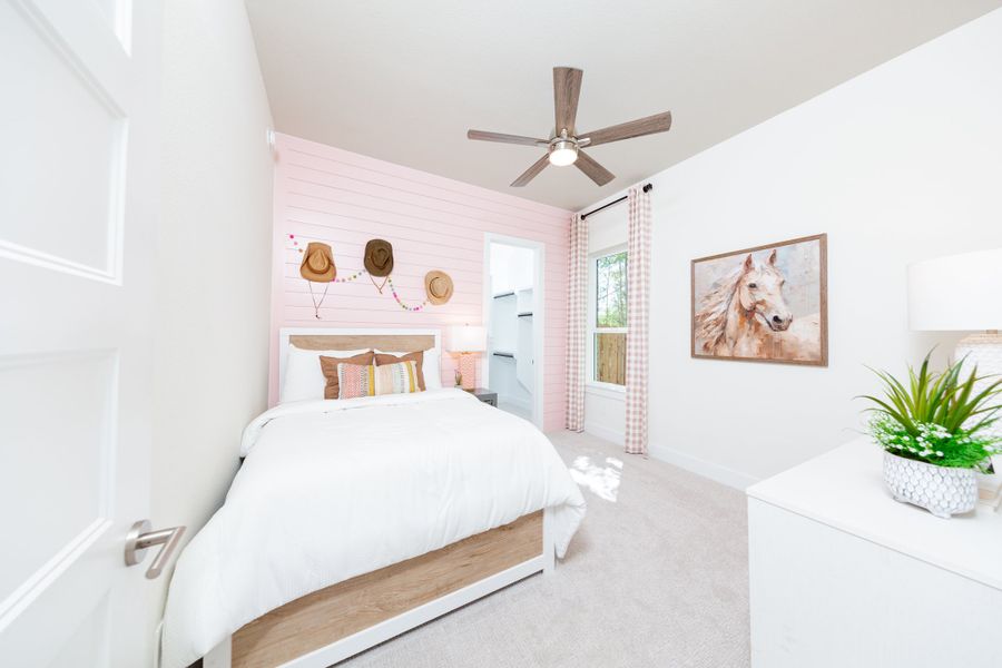 Furnished interior view inside a new home in Ellwood: Prestige Collection, Iowa Colony (Image 8).