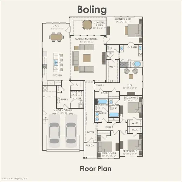 2D floor plan layout for the Boling by Pulte Homes in Waterside at Pine Island, Columbia, SC (Image 4). 2D floor plan layout for the Boling by Pulte Homes in Waterside at Pine Island, Columbia, SC (Image 4).