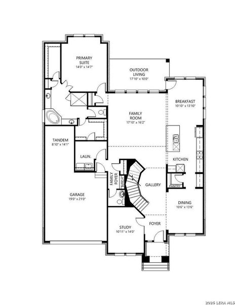 2D floor plan layout of this home in Haby Hill 60s, San Antonio, TX (Image 4).