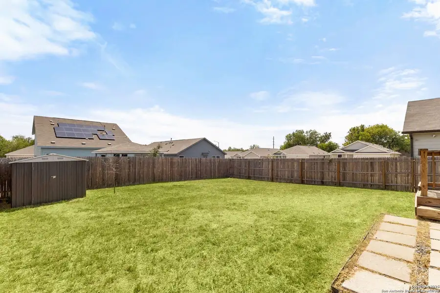 Front exterior of a new home in Vista Point, San Antonio, TX, highlighting curb appeal (Image 1).