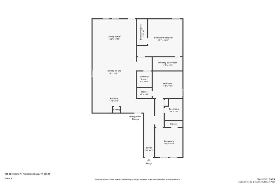 2D floor plan layout of this home in Friendship Oaks: Watermill Collection, Fredericksburg, TX (Image 3).