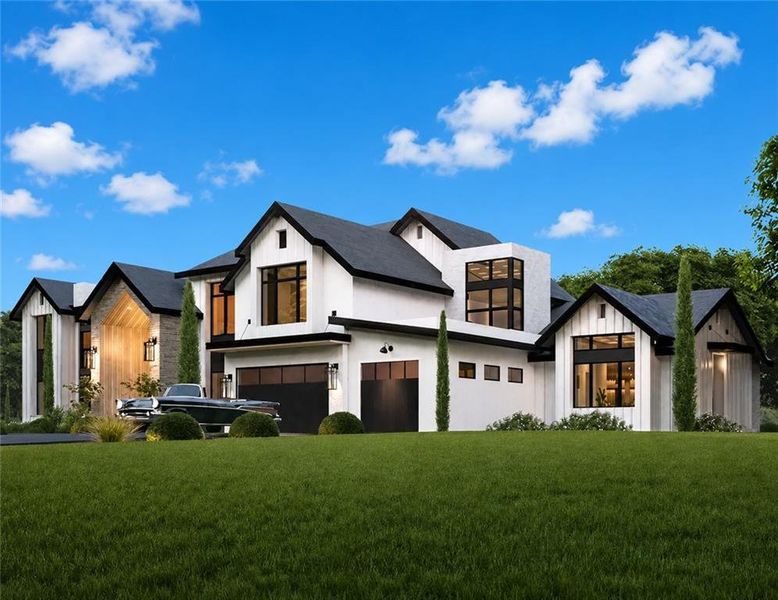 Front exterior of a new home in , Buford, GA, highlighting curb appeal (Image 1). Front exterior of a new home in , Buford, GA, highlighting curb appeal (Image 1).