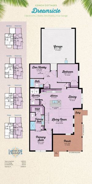 2D floor plan layout for the Dreamsicle by Minto Communities in Latitude Margaritaville Hilton Head, Hardeeville, SC (Image 3).