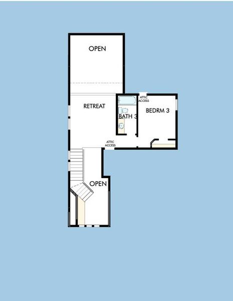2D floor plan layout for the The Killeen by David Weekley Homes in Mayfair - Select Garden Series, New Braunfels, TX (Image 3).