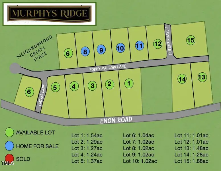 MURPHYS RIDGE LOT MAP