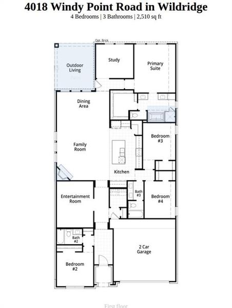 2D floor plan layout of this home in Wildridge, Oak Point, TX (Image 4).