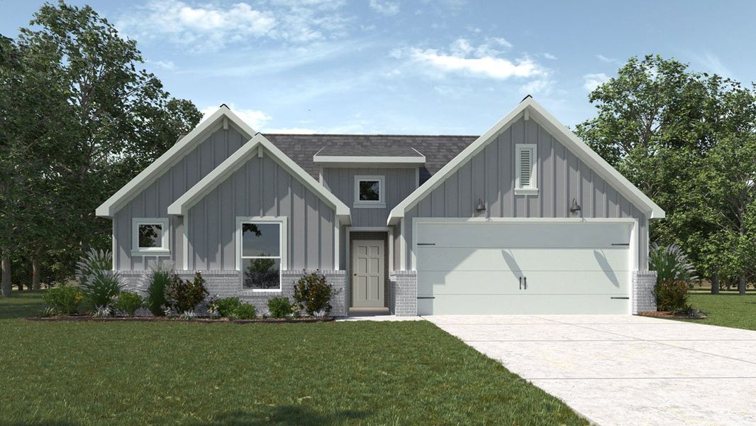 Front exterior of a new home in Eagles Landing, Waco, TX, highlighting curb appeal (Image 1). Front exterior of a new home in Eagles Landing, Waco, TX, highlighting curb appeal (Image 1).
