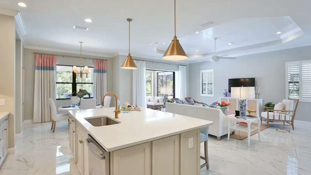 Furnished interior view inside a new home in Boca Royale Golf & Country Club Real Estate and Homes for Sale in Englewood, FL - Neal Communities, Englewood (Image 4). Furnished interior view inside a new home in Boca Royale Golf & Country Club Real Estate and Homes for Sale in Englewood, FL - Neal Communities, Englewood (Image 4).