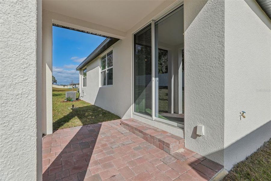 Exterior details and patio area of a home in Deer Run at Crosswinds, Davenport (Image 27).